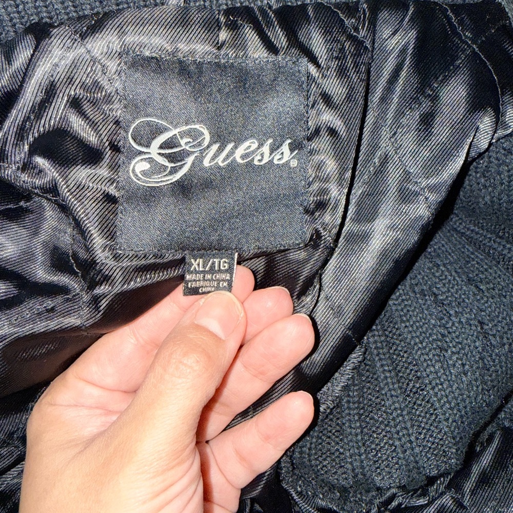 Guess Black and White Plaid Bomber Jacket - Picture 3 of 3